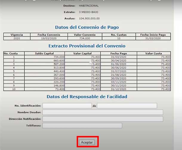 Aceptacion Convenio de Pago Impuesto Predial Barranquilla