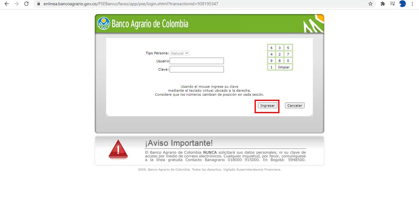 Pago Por PSE Banco Agrario